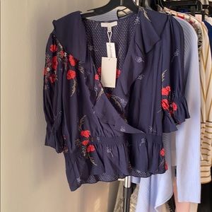 Joie midnight blue peplum top